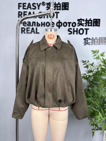 Oversized Suede Bubble Hem Jacket