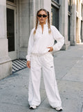 Reflective Zip Up Wide Leg Pant Set