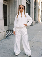Reflective Zip Up Wide Leg Pant Set