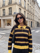 Oversized Striped Polo Collar Sweater
