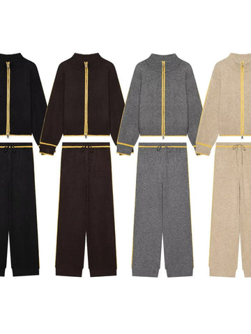 Cozy Zip Up Knit Pants Set