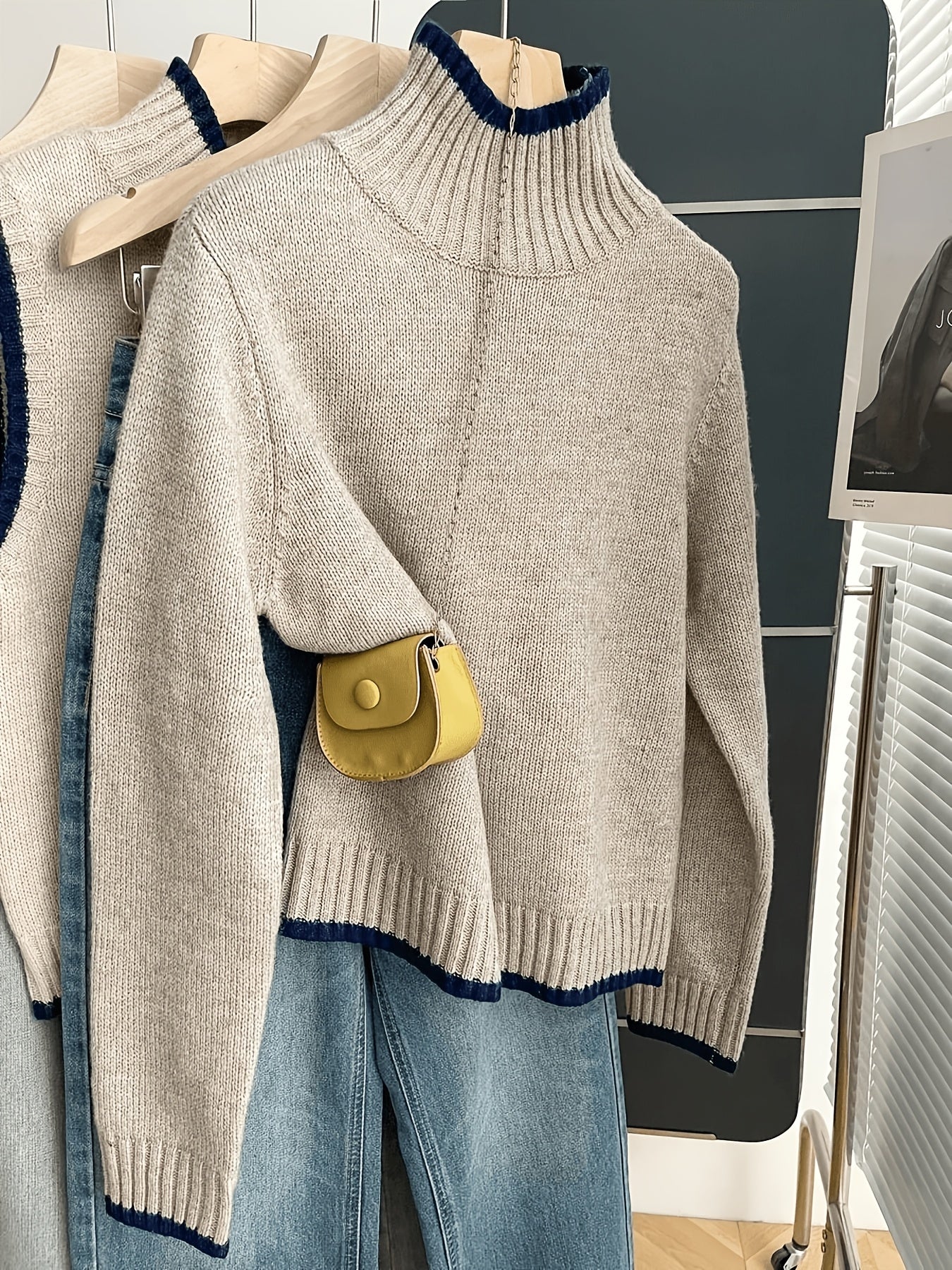 Cozy Colorblock Mock Neck Sweater