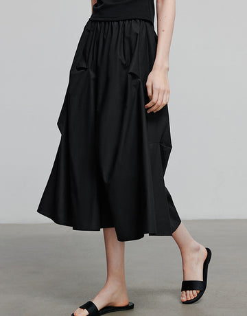 TOYOUTH High-Waisted Draped Modern Maxi Skirt