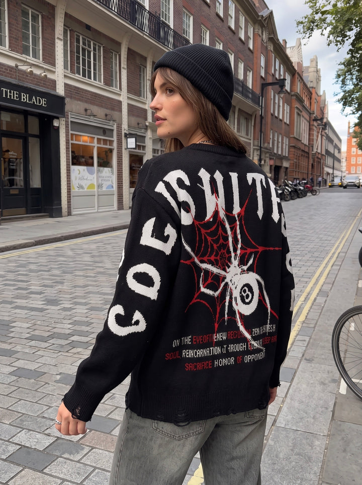 Distressed Grunge Graphic Oversized Sweater