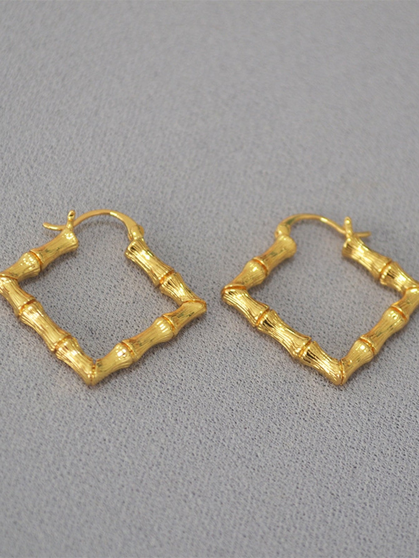 Gold Textured Bamboo Hoop Earrings