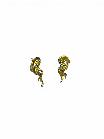 Abstract Sculptural Gold Statement Earrings