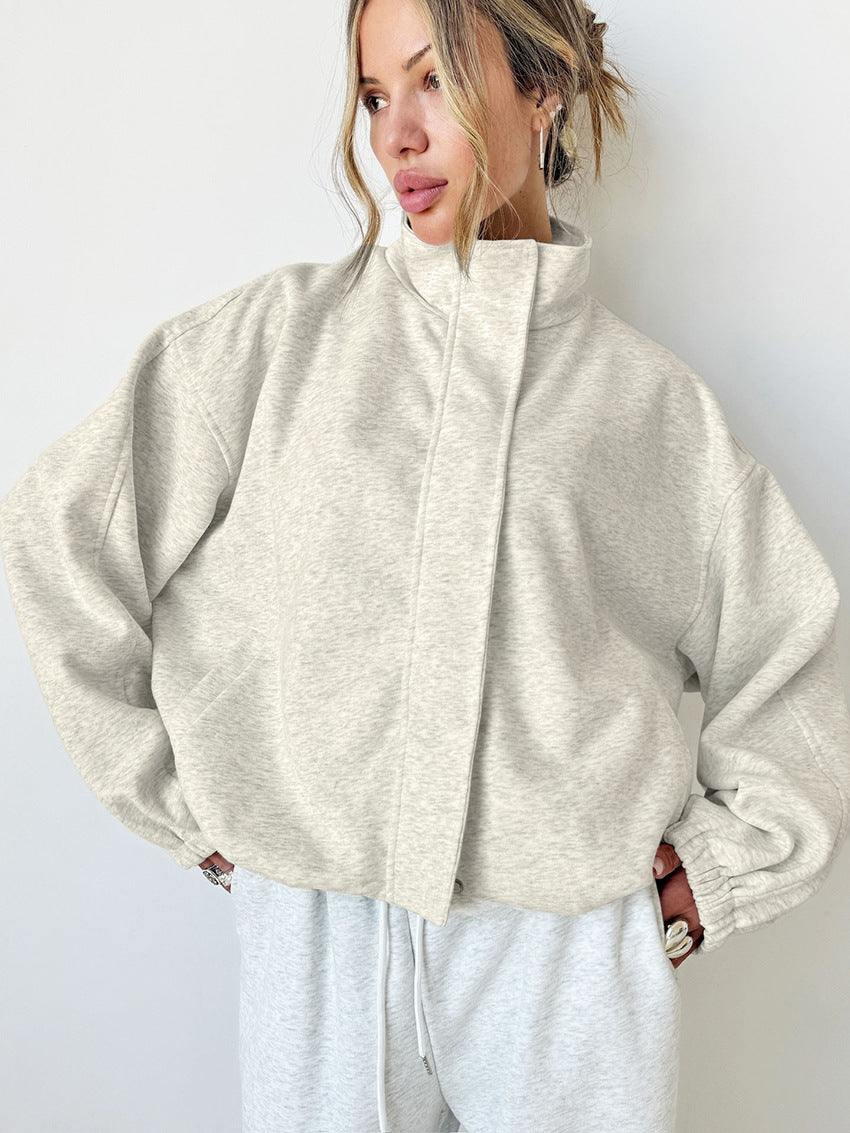 Oversized Mock Neck Fleece Jacket