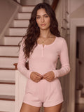 Soft Ribbed Henley Pajama Set