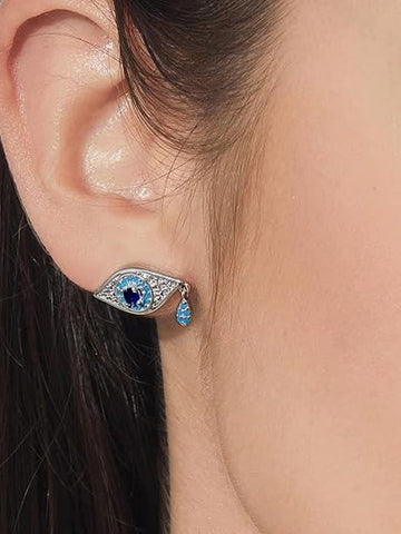Dainty Gold Evil Eye Stud Earrings