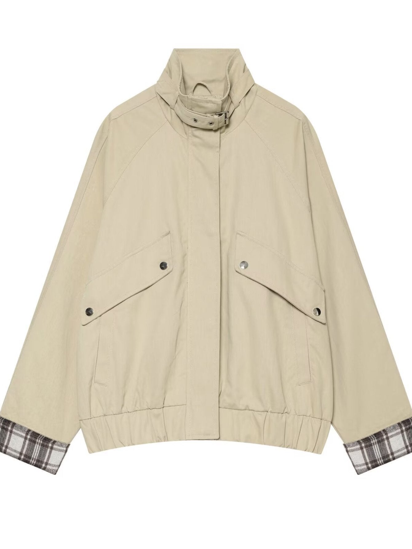 Oversized Stand Collar Utility Bomber Jacket