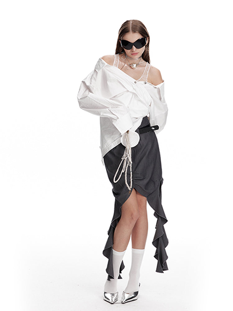 Avant Garde Ruffled Midi Skirt