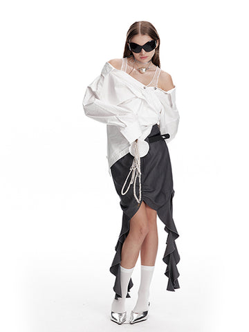 Avant Garde Ruffled Midi Skirt