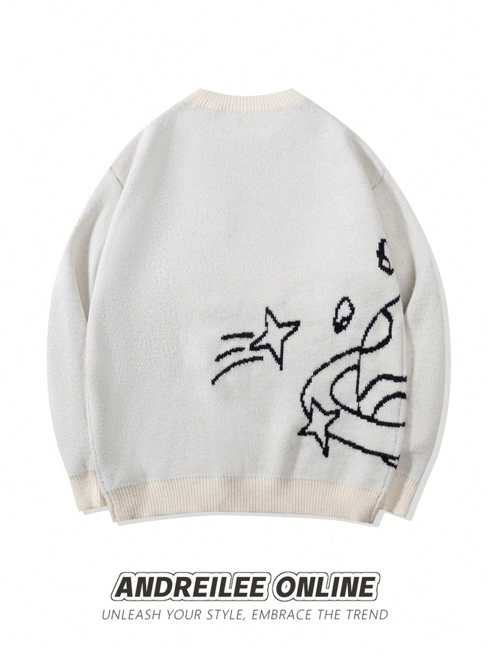 Oversized Graphic Planet Knit Sweater