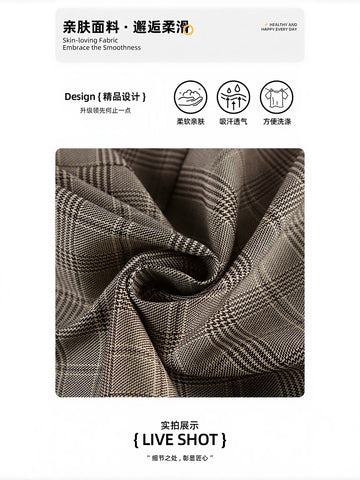 High Waisted Plaid Wide Leg Trousers