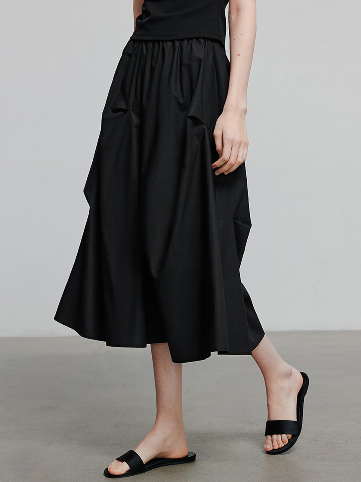 High-Waisted Draped Modern Maxi Skirt