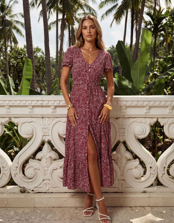 Floral Button Down Midi Dress