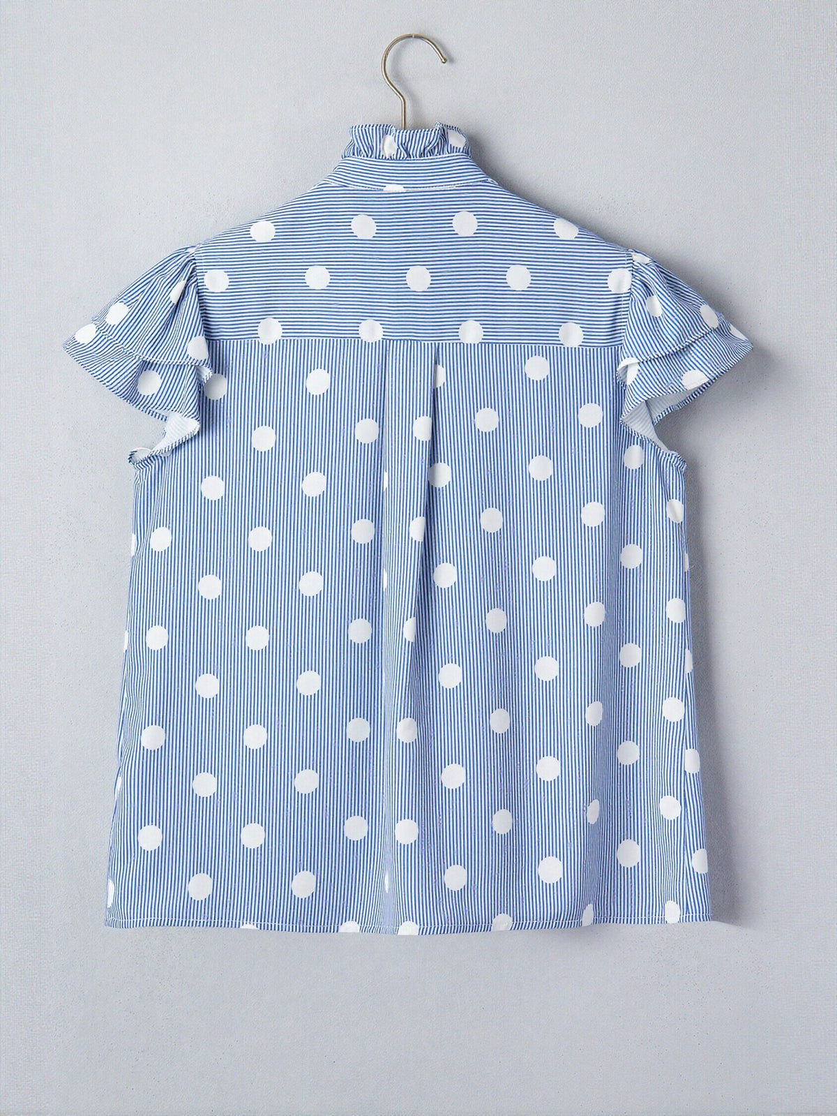 Ruffled Polka Dot Striped Button Shirt