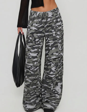 Low Rise Camo Cargo Jeans