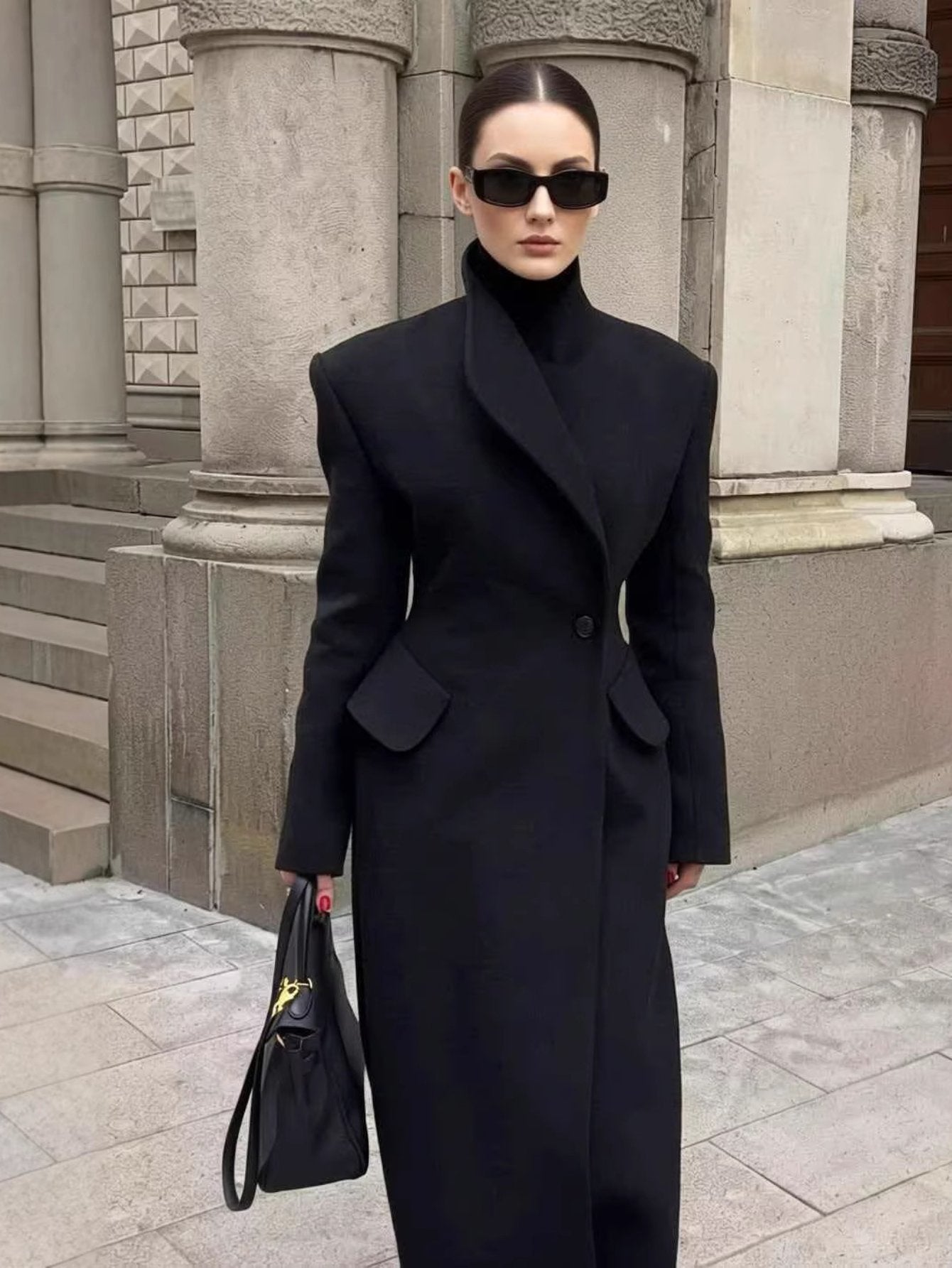 Elegant Slim Fit Long Wool Coat