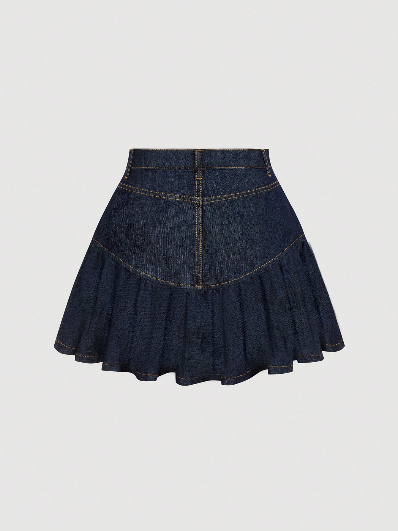 Pleated High Waisted Denim Mini Skirt