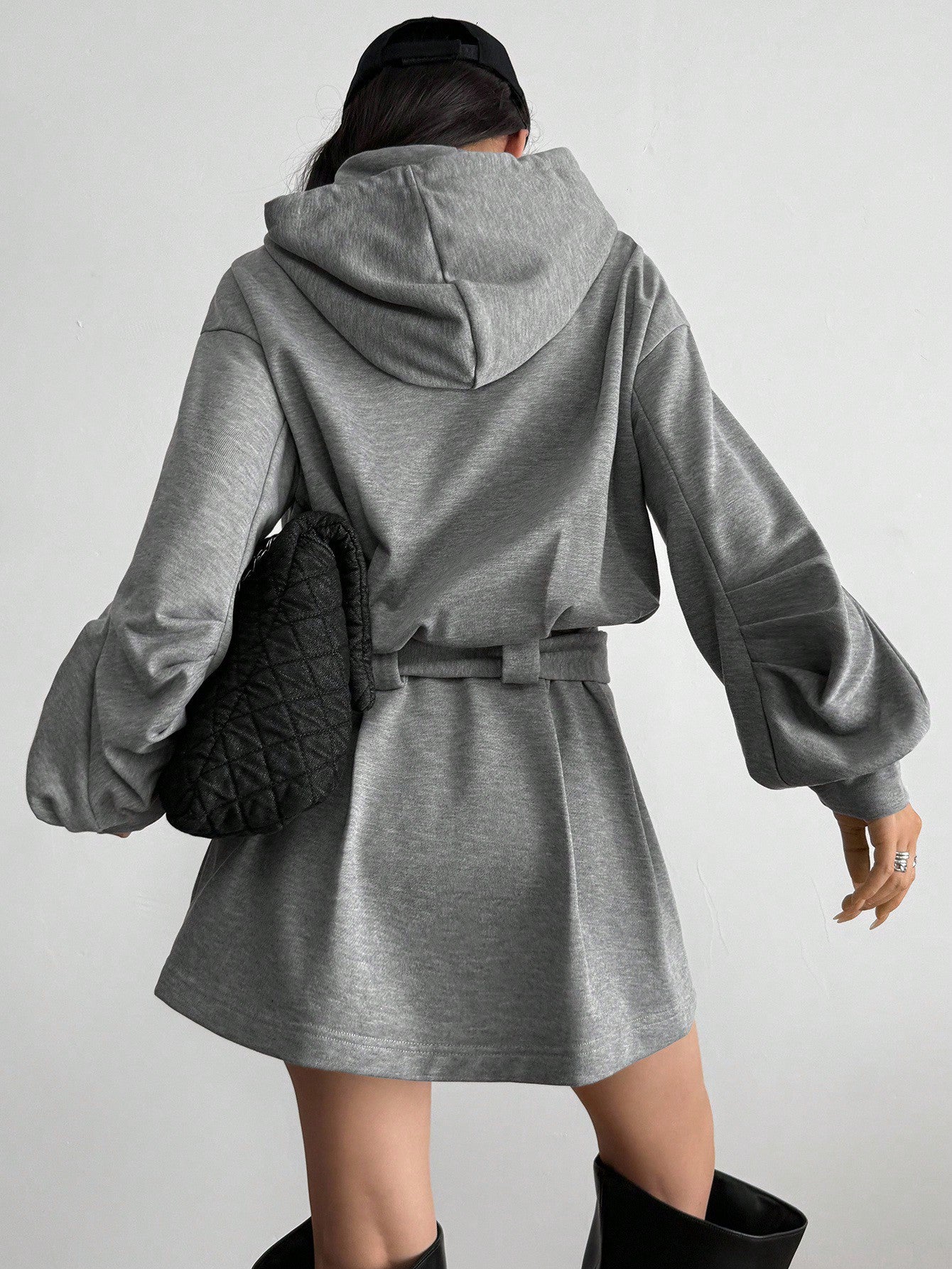 Cozy Fleece Belted Hoodie Dress