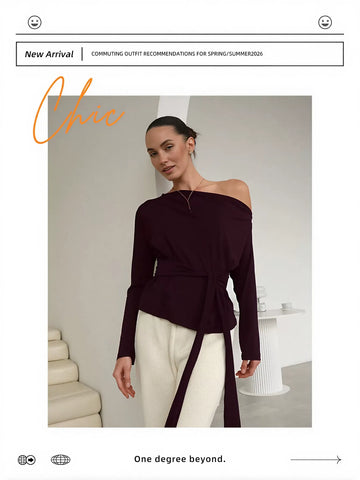 Elegant Off Shoulder Waist Tie T Shirt
