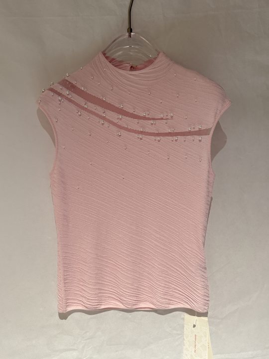 Sheer Embellished Sleeveless Knit Sweater