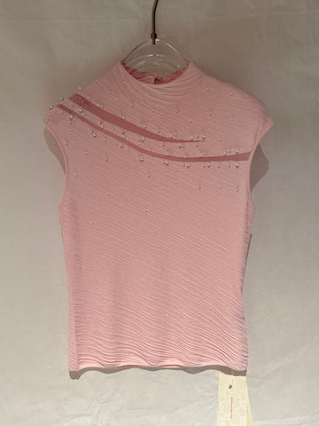 Sheer Embellished Sleeveless Knit Sweater