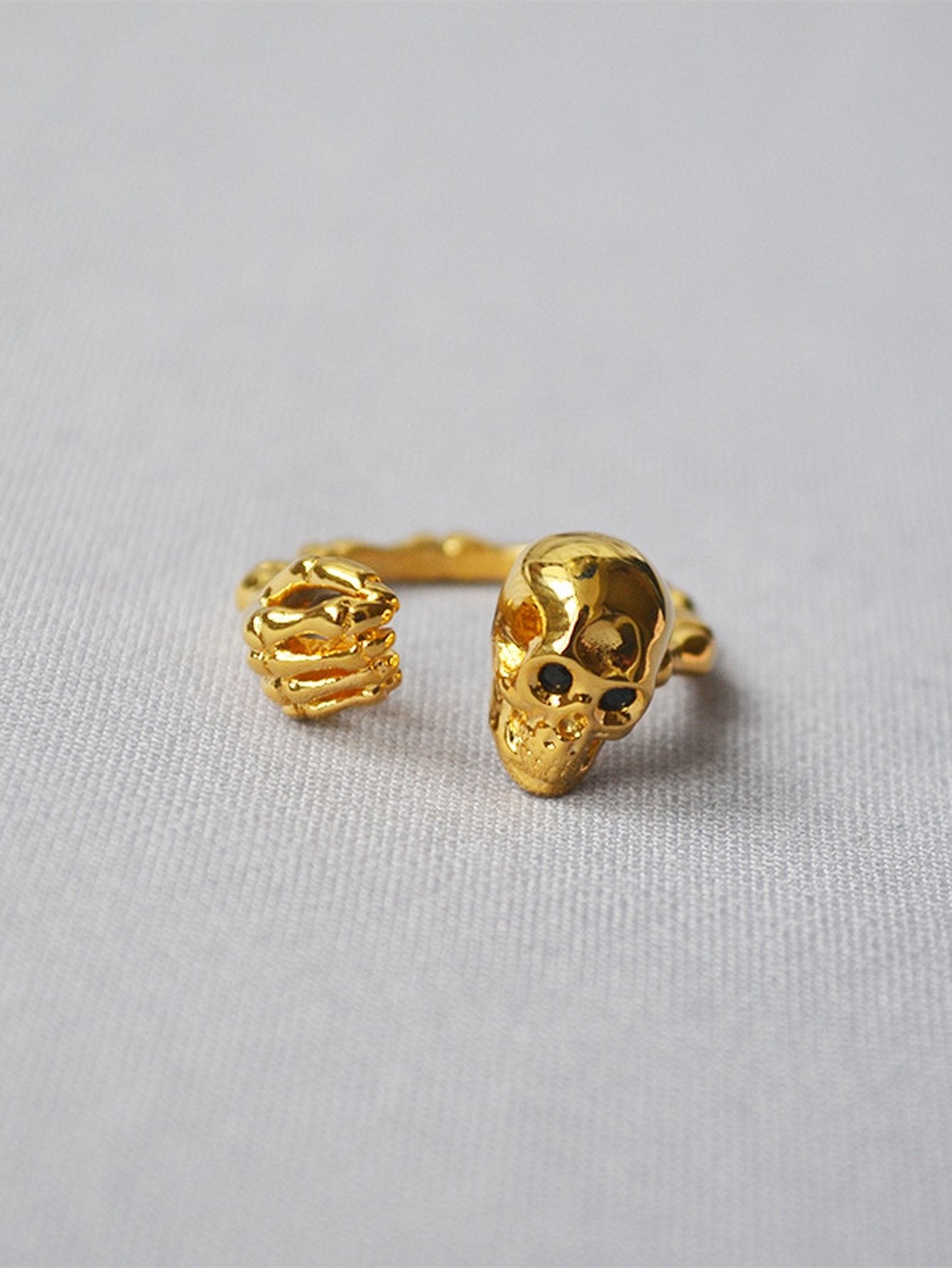 Gold Skull Adjustable Statement Ring