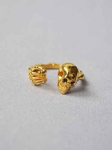Gold Skull Adjustable Statement Ring