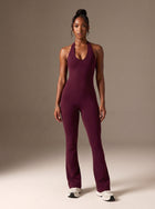 Sculpting Halter Flare Leg Jumpsuit