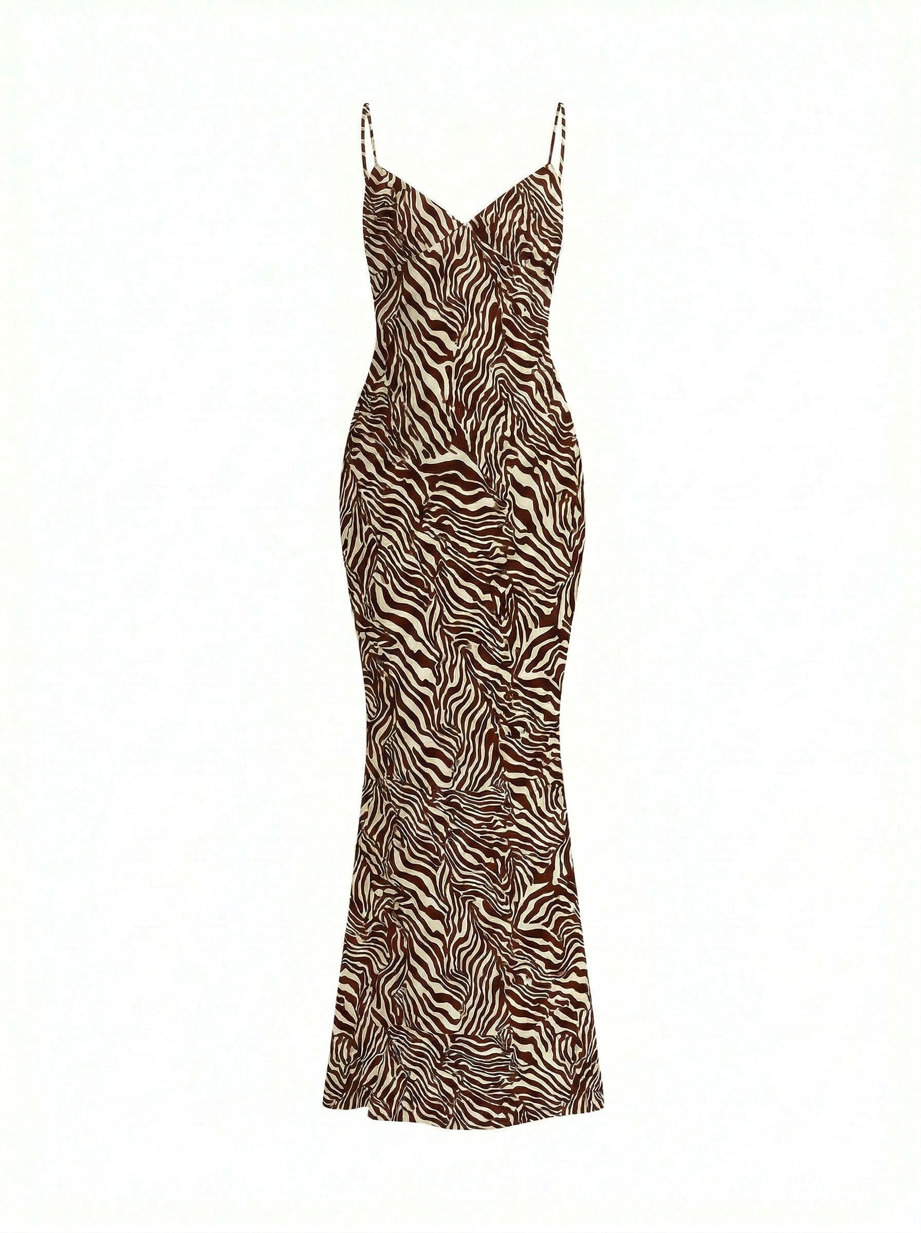 Floral Print Spaghetti Strap Bodycon Maxi Dress