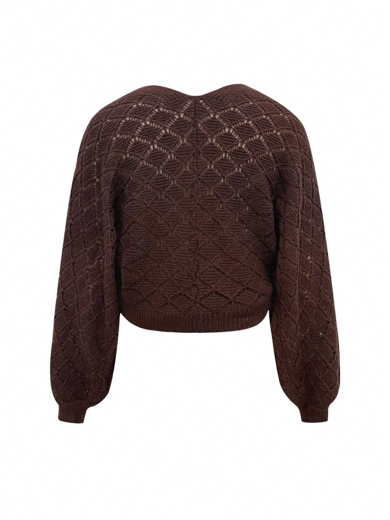 Crochet V Neck Balloon Sleeve Cardigan