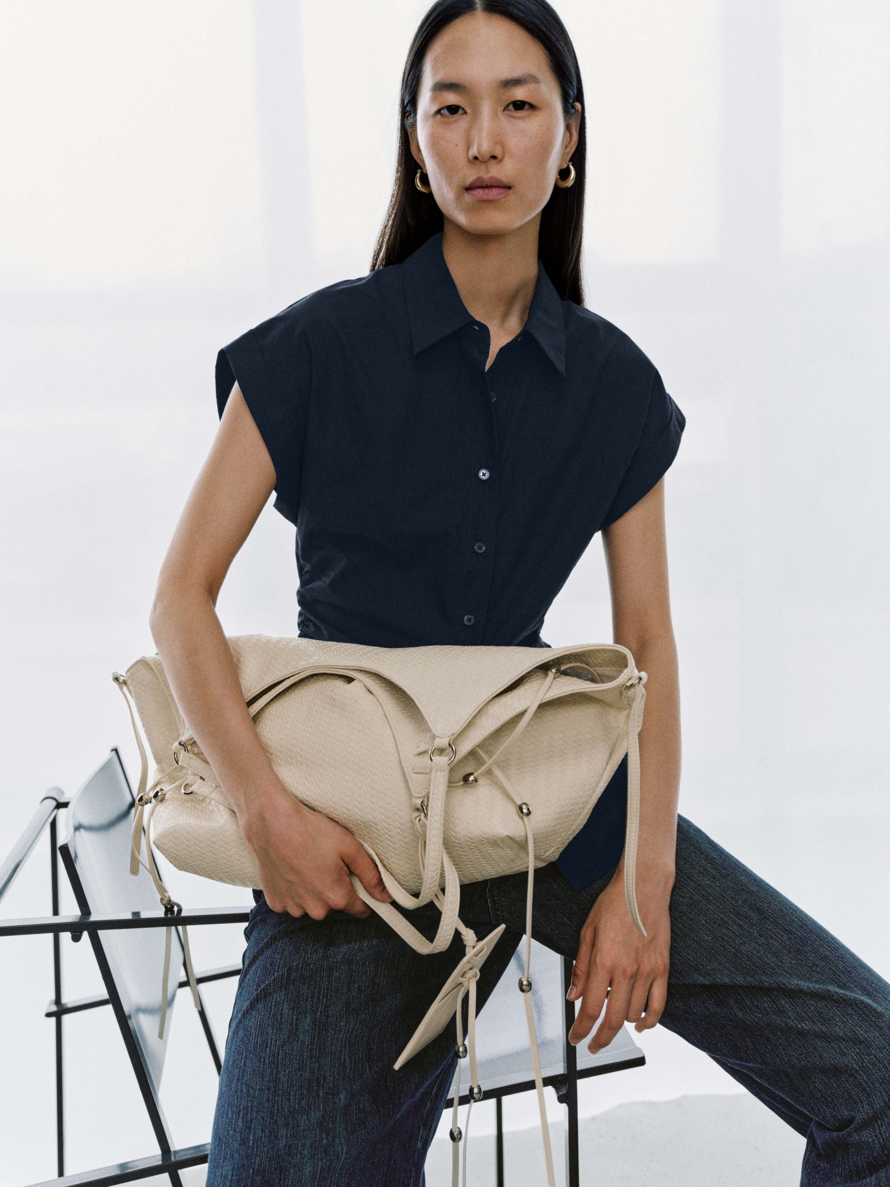 Nipped Waist Cap Short Sleeve Shirts