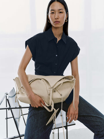 Nipped Waist Cap Short Sleeve Shirts