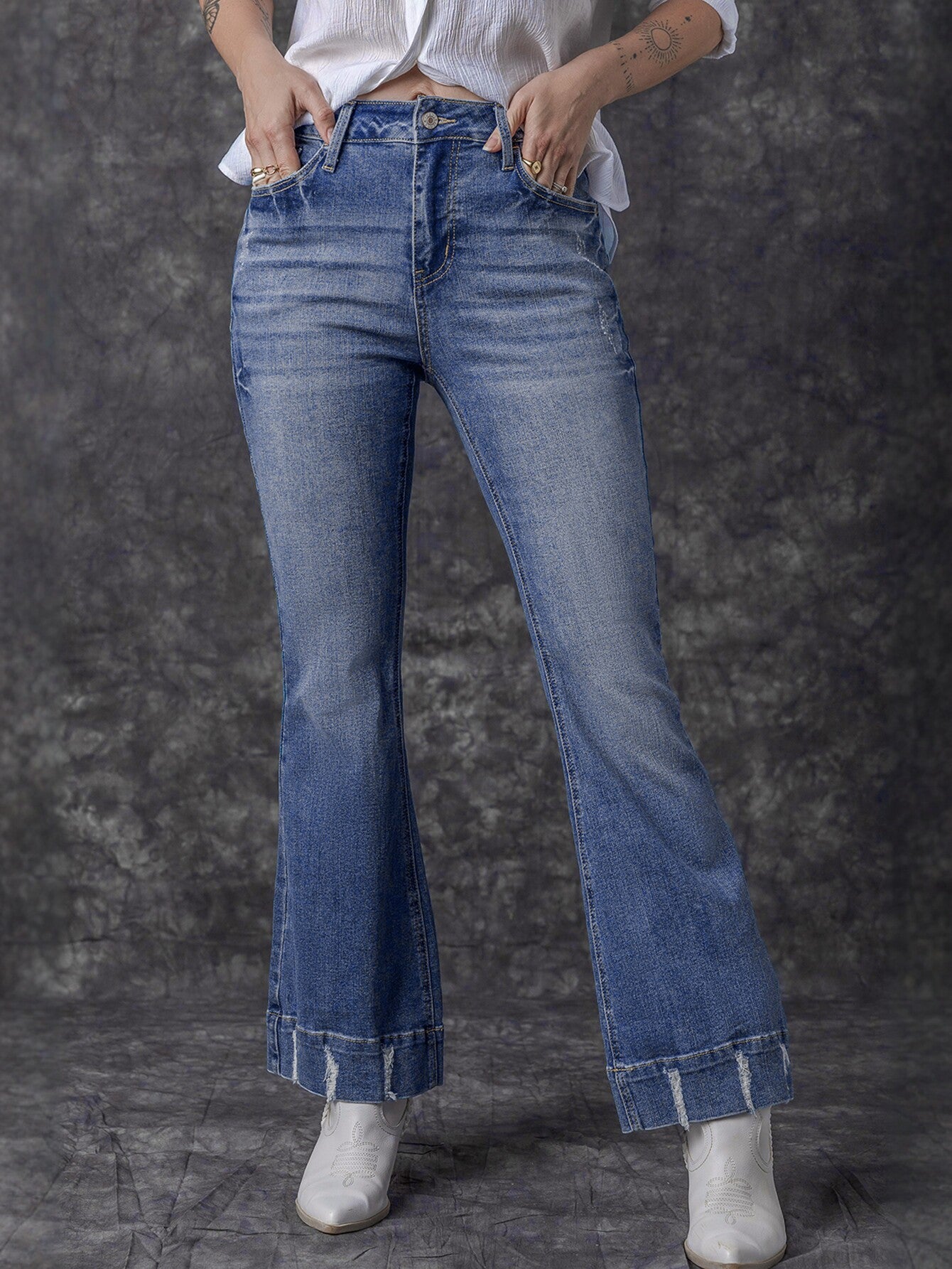 High Waist Flare Leg Jeans