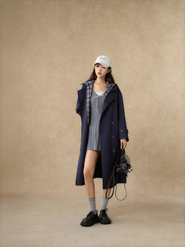 Oversized Plaid Lined Trench Coat