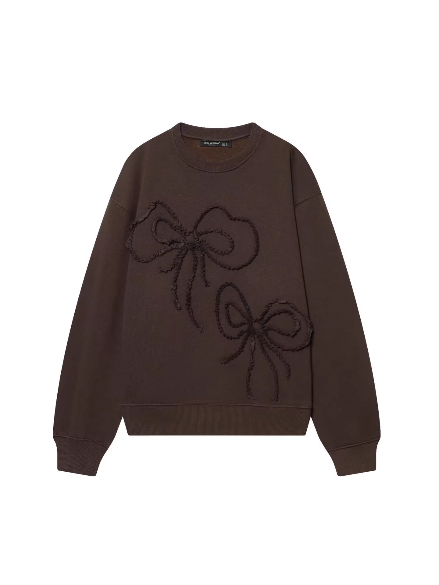 Ruffle Bow Graphic Fleece Sweatshirt