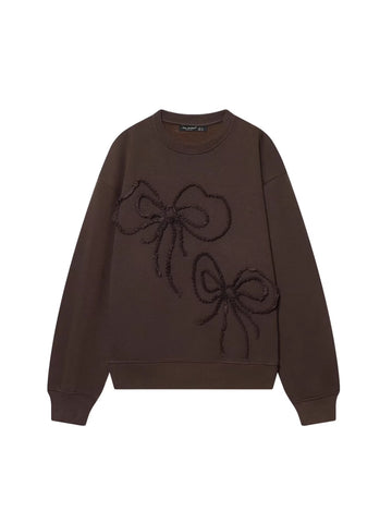 Ruffle Bow Graphic Fleece Sweatshirt