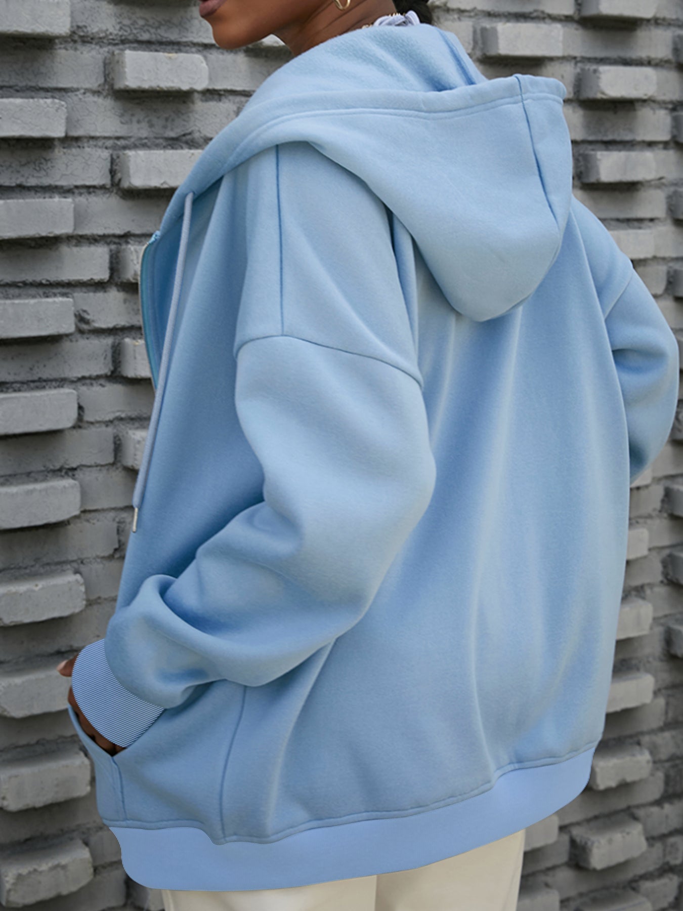 Oversized Fleece Zip Up Hoodie