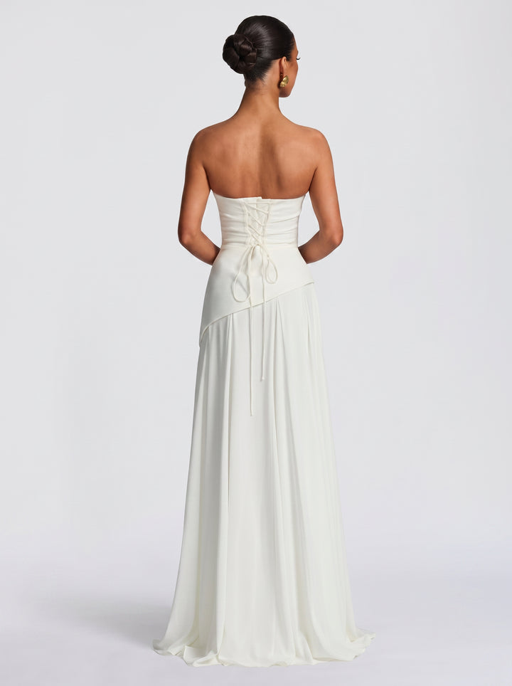 Elegant Draped Corset Maxi Dress