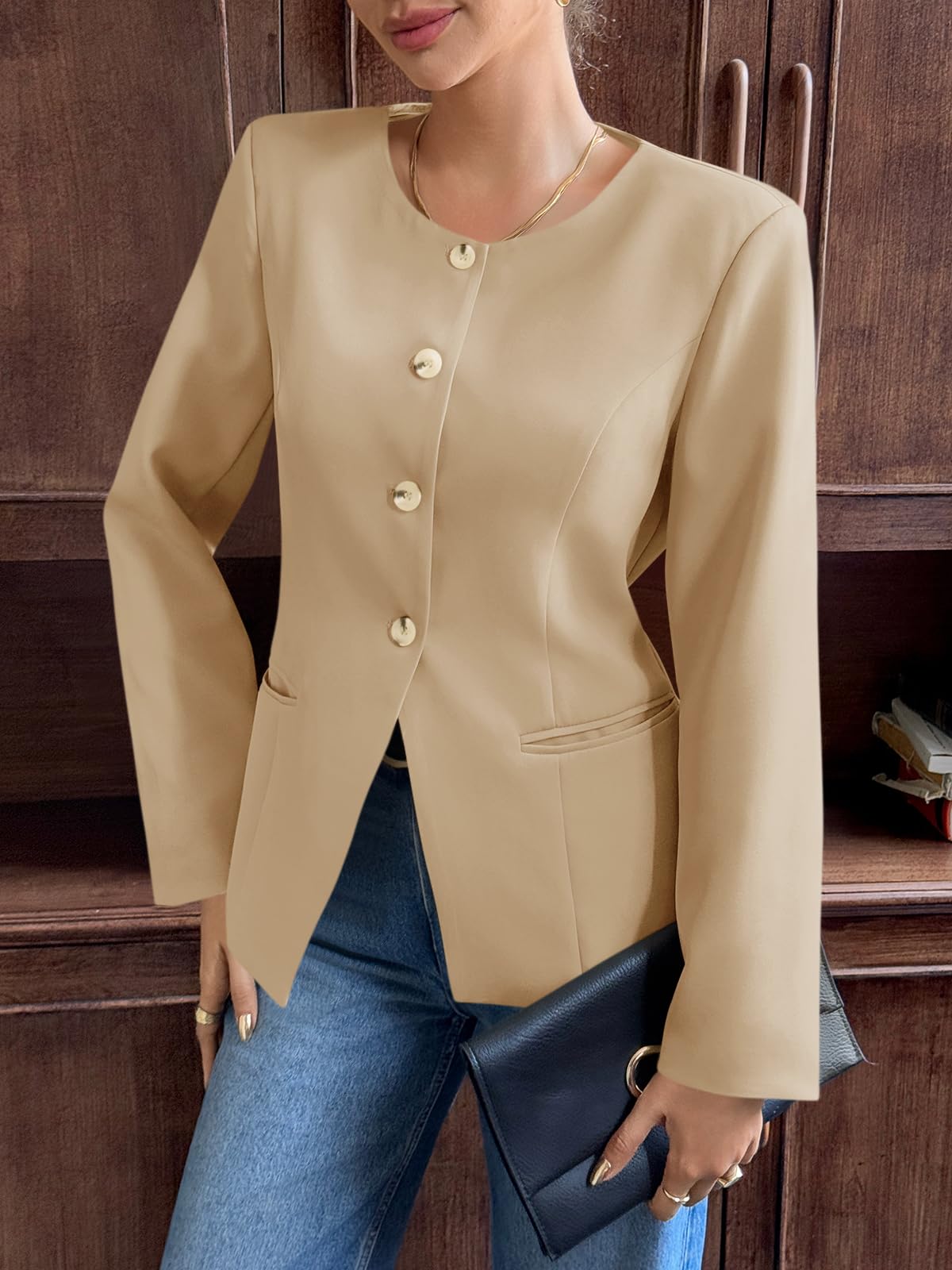 Tailored Slim Fit Button Blazer Jacket