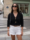 Gold Heart Button Knit Cardigan