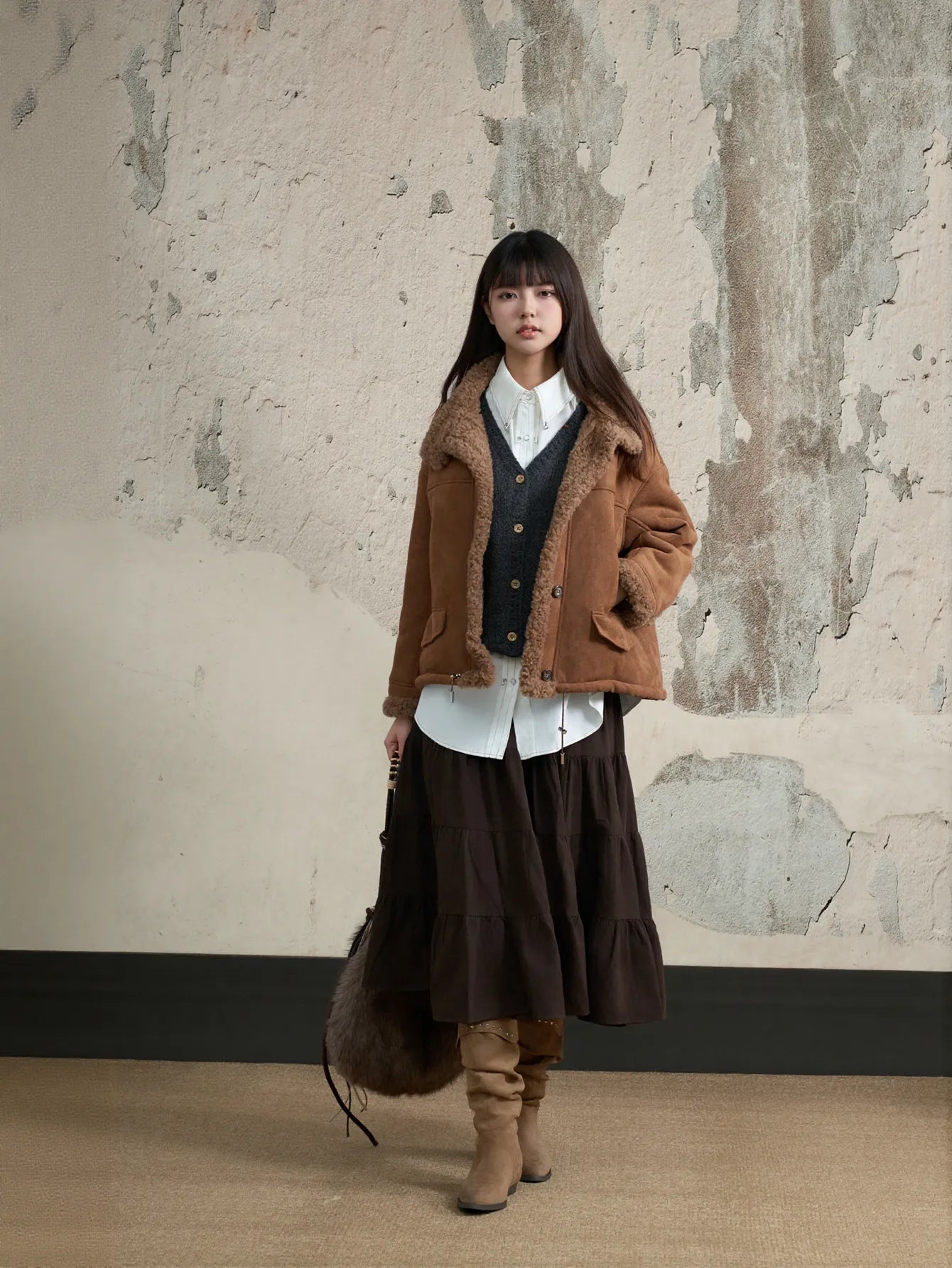 Cozy Faux Suede Sherpa Jacket