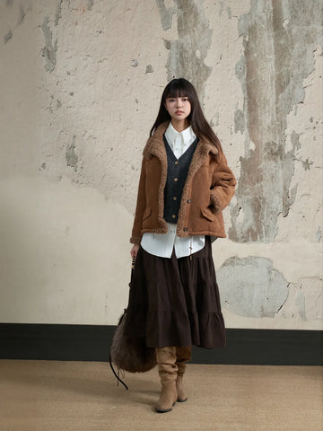 Cozy Faux Suede Sherpa Jacket
