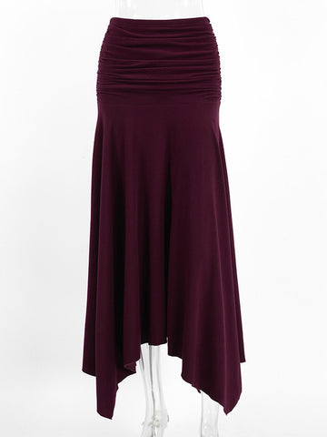 Ruched High Waist Midi Skirt