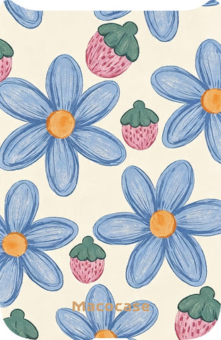 Blue Floral and Strawberry Pattern Phone Case