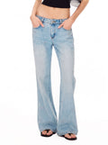 Rhinestone Bow Embellished Flare Jeans