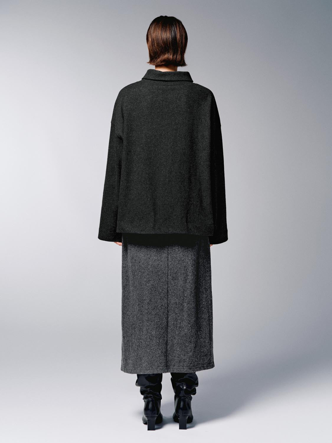 Urban Revivo Pull On Straight Midi Skirts-Gray Marl