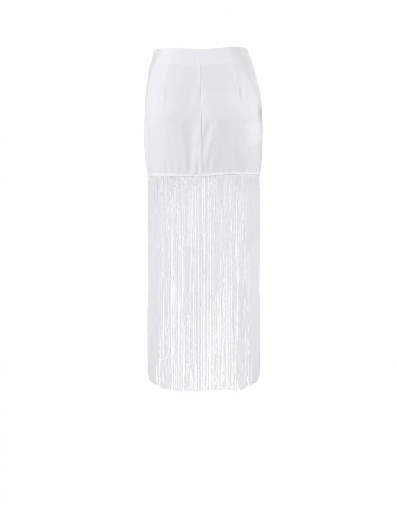 High Slit Fringed Maxi Skirt